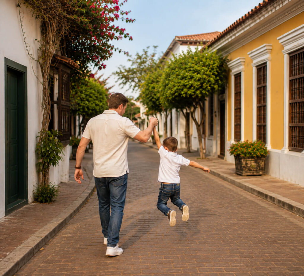 Padre juega con hijo Padre juega con hijo